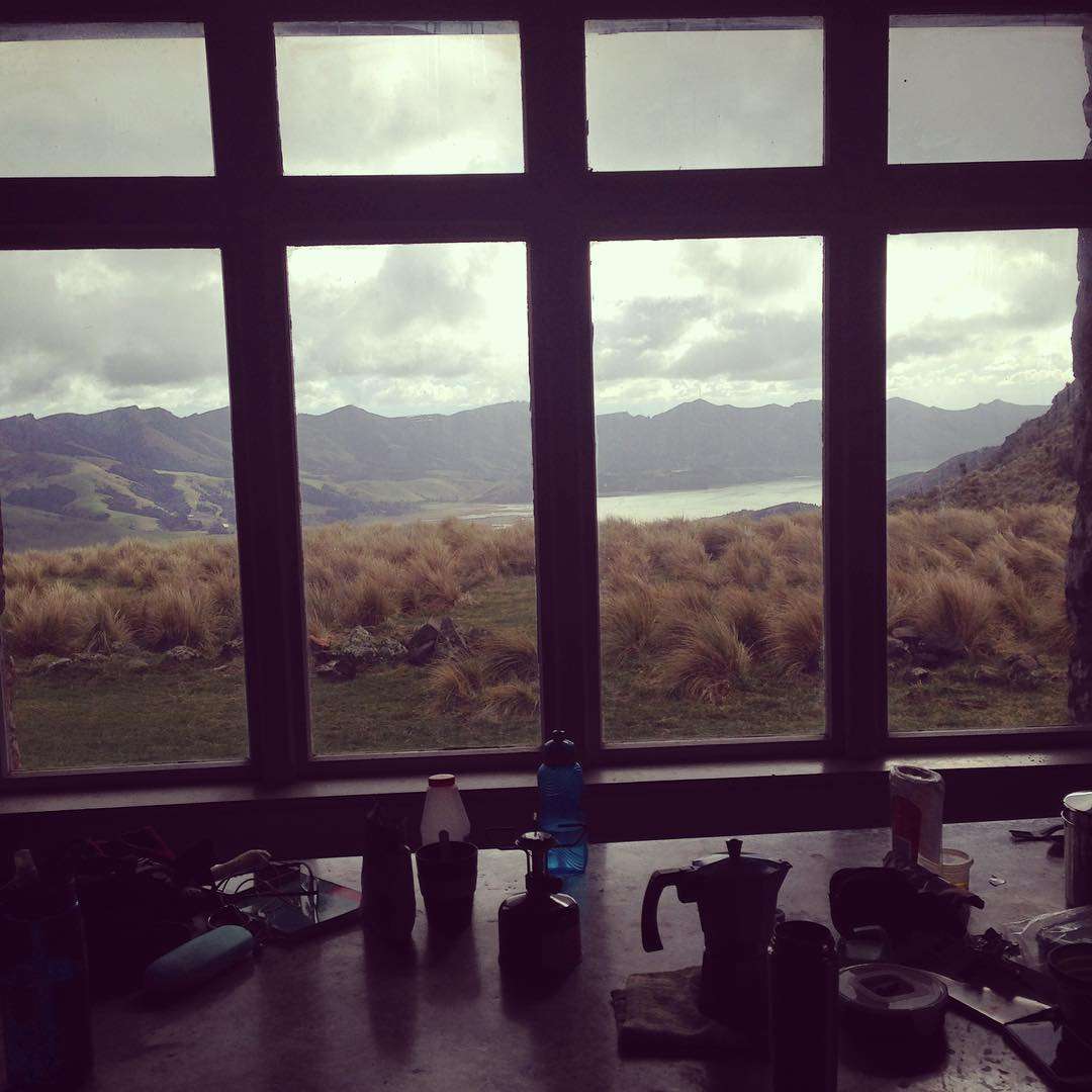 Enjoy lunch in an historic hutt with spectacular views